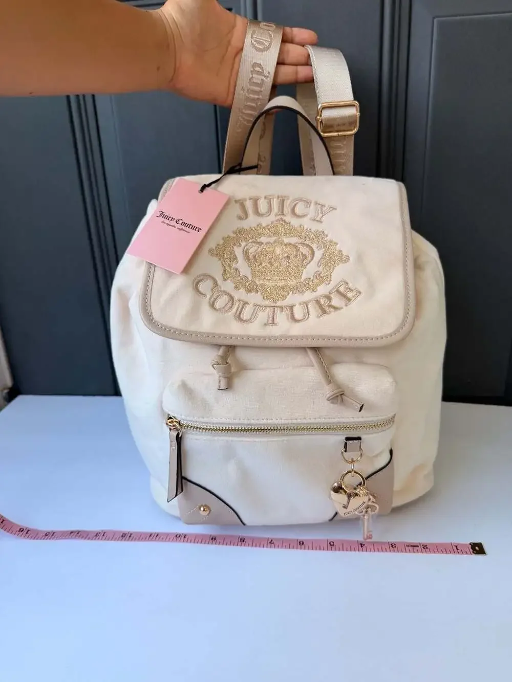 Juicy Couture Falling For Juicy Velour Backpack in Soft White